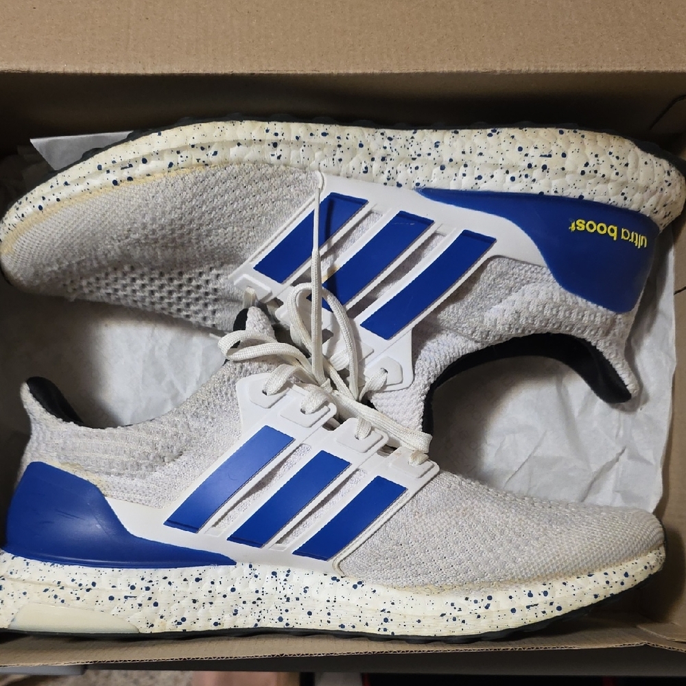 Adidas Ultra Boost Men's Shoes - Cream and Blue